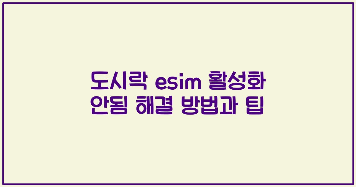 도시락 esim 활성화 안됨 해결 방법과 팁
