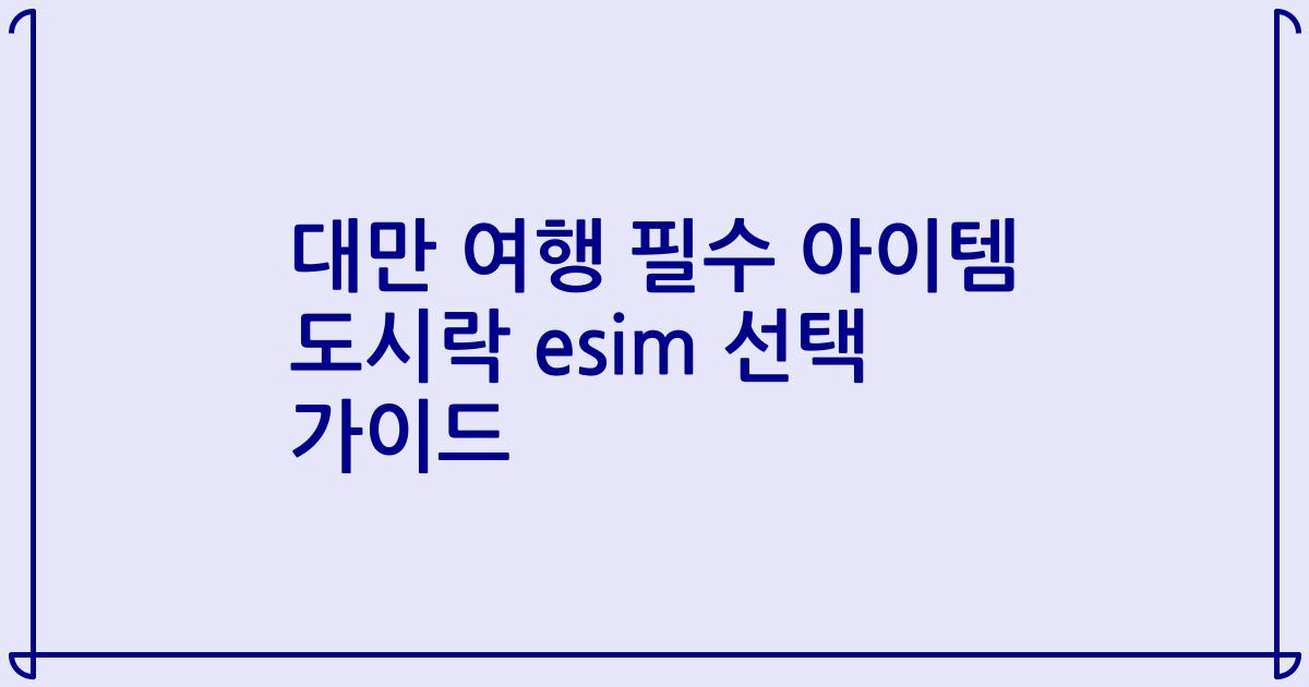 대만 여행 필수 아이템 도시락 esim 선택 가이드