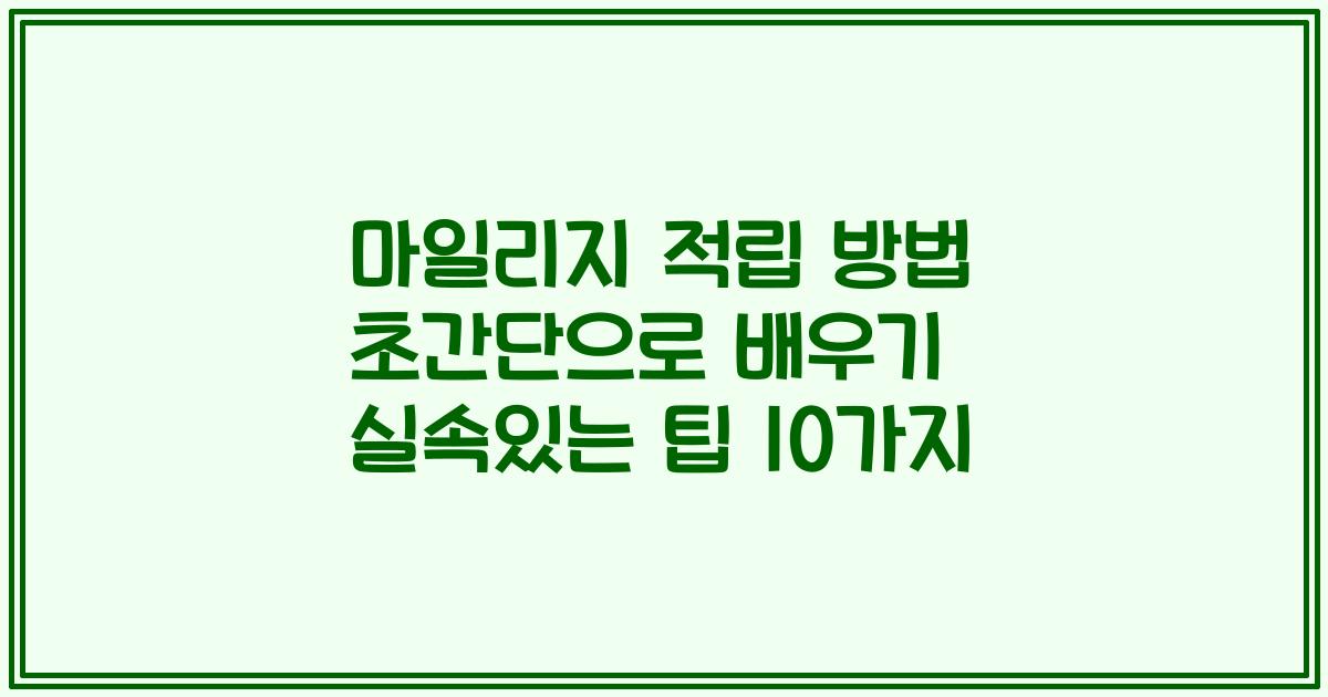 마일리지 적립 방법 초간단으로 배우기 실속있는 팁 10가지
