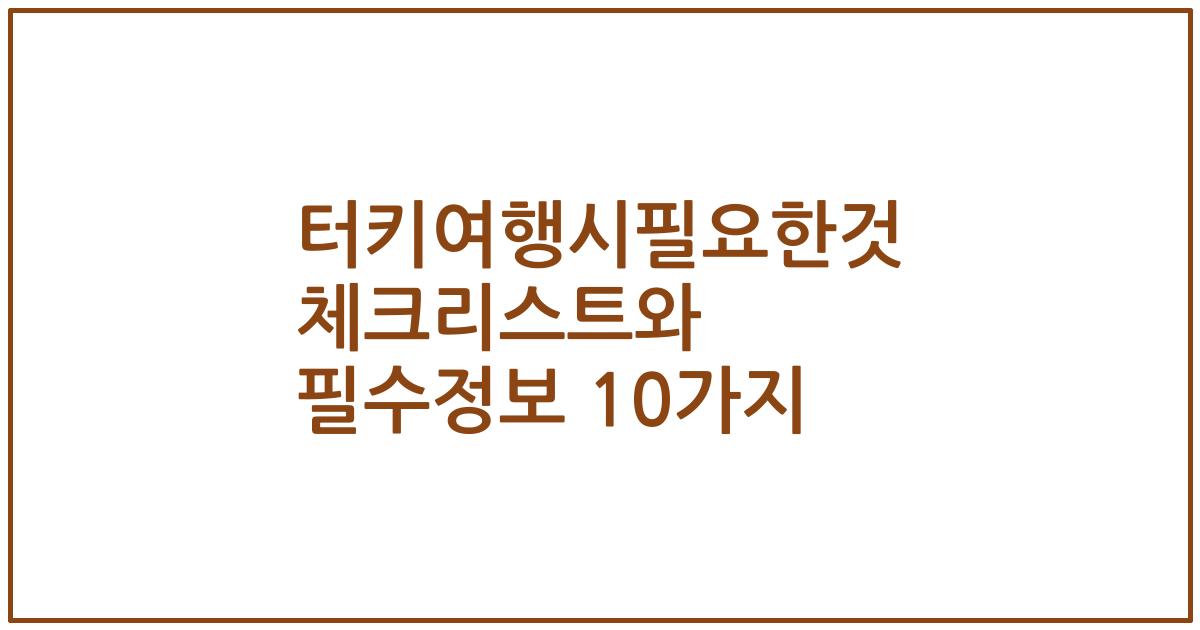터키여행시필요한것 체크리스트와 필수정보 10가지