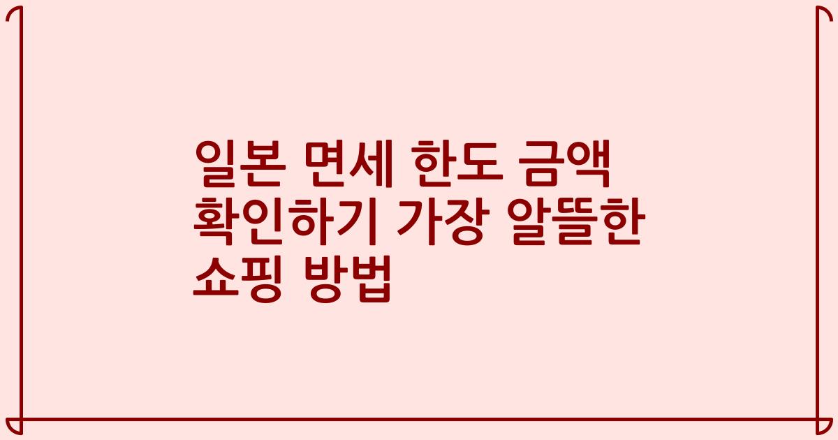 일본 면세 한도 금액 확인하기 가장 알뜰한 쇼핑 방법