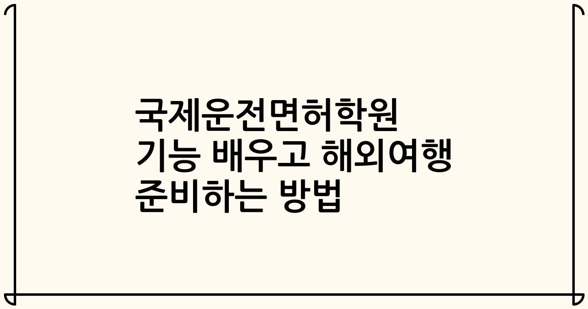 국제운전면허학원 기능 배우고 해외여행 준비하는 방법