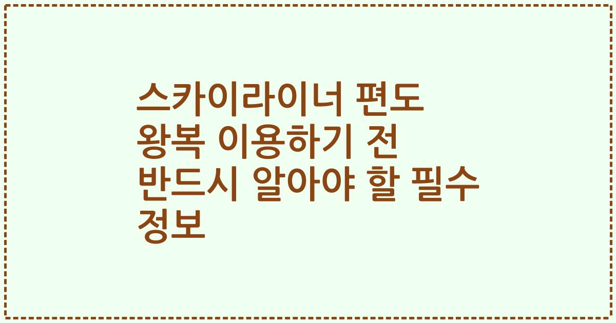 스카이라이너 편도 왕복 이용하기 전 반드시 알아야 할 필수 정보